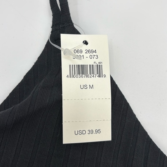 Aerie Ribbed Black Strappy Crop Top with lace detail size Medium NWT - Picture 7 of 11